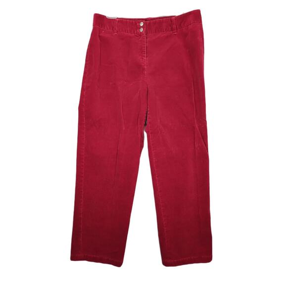 Vtg Y2K Judith Hart Women's 12 Red Velour Corduroy Pants 32x30 Straight Leg Boho - Picture 1 of 5
